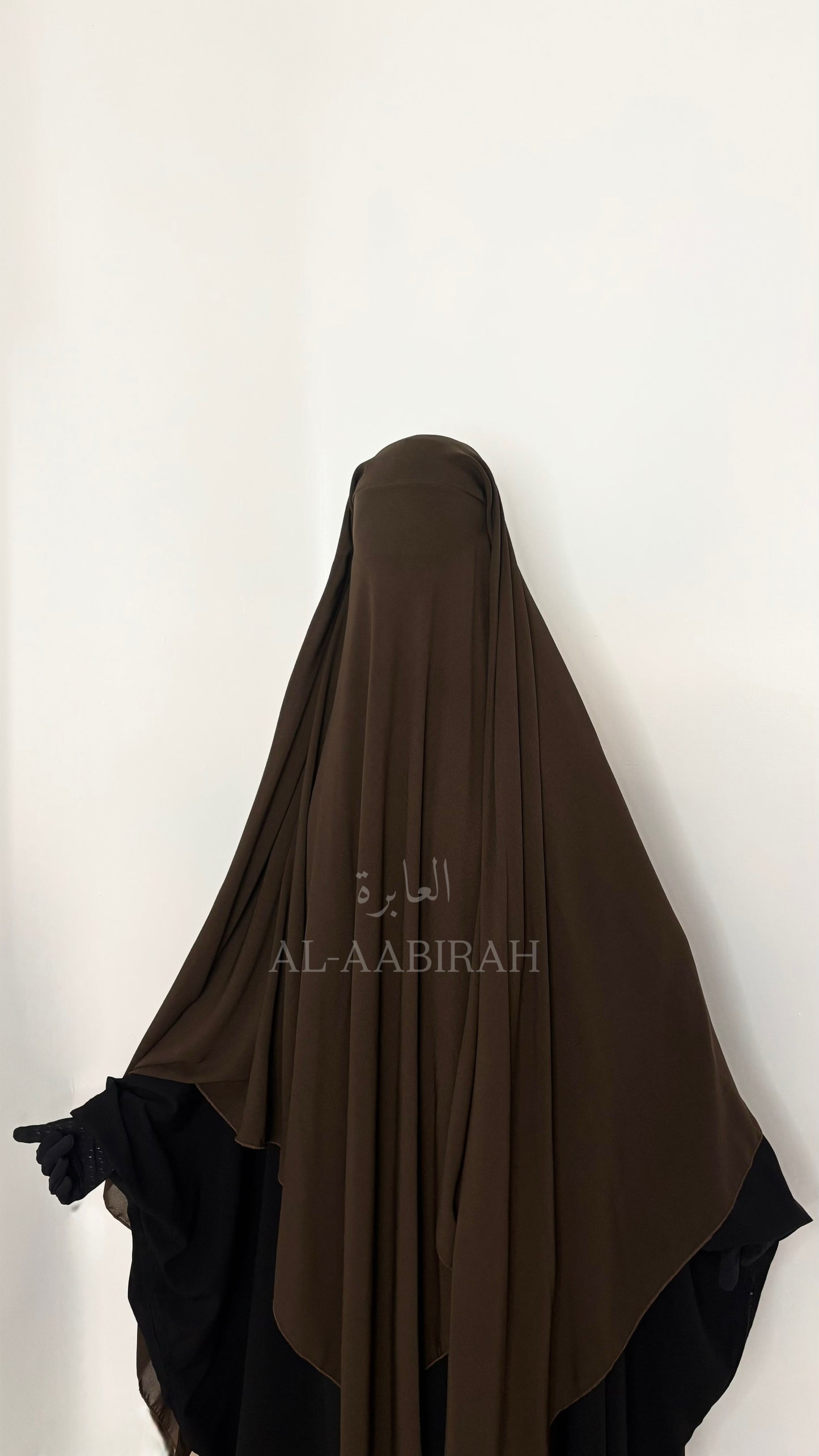Three Layer Nose string Flap Niqab- Dark Brown