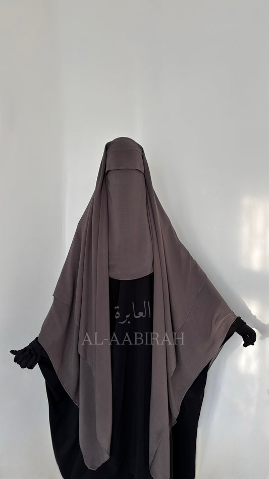 Three Layer Nose string Flap Niqab- Dark Grey