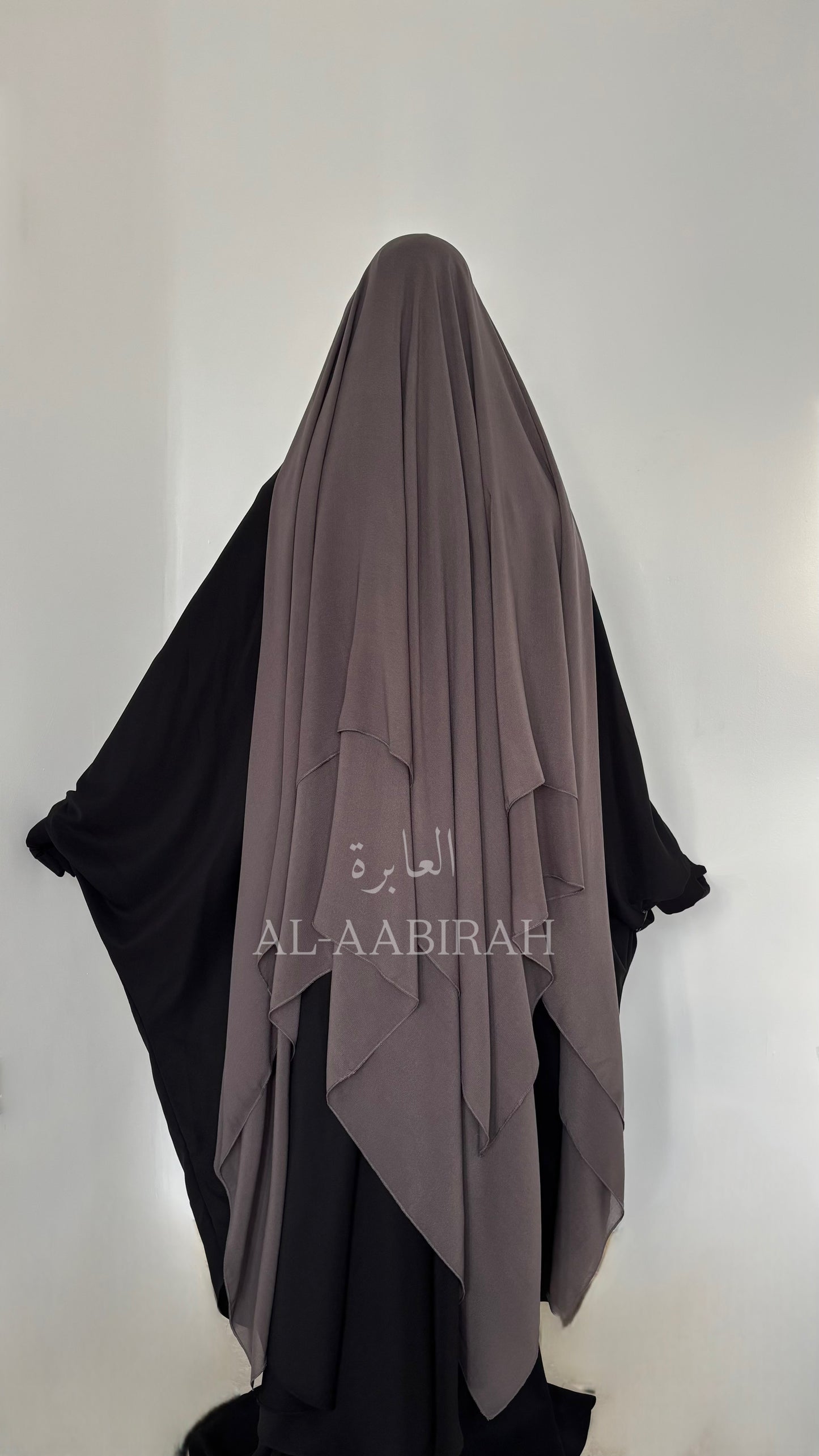 Three Layer Nose string Flap Niqab- Dark Grey