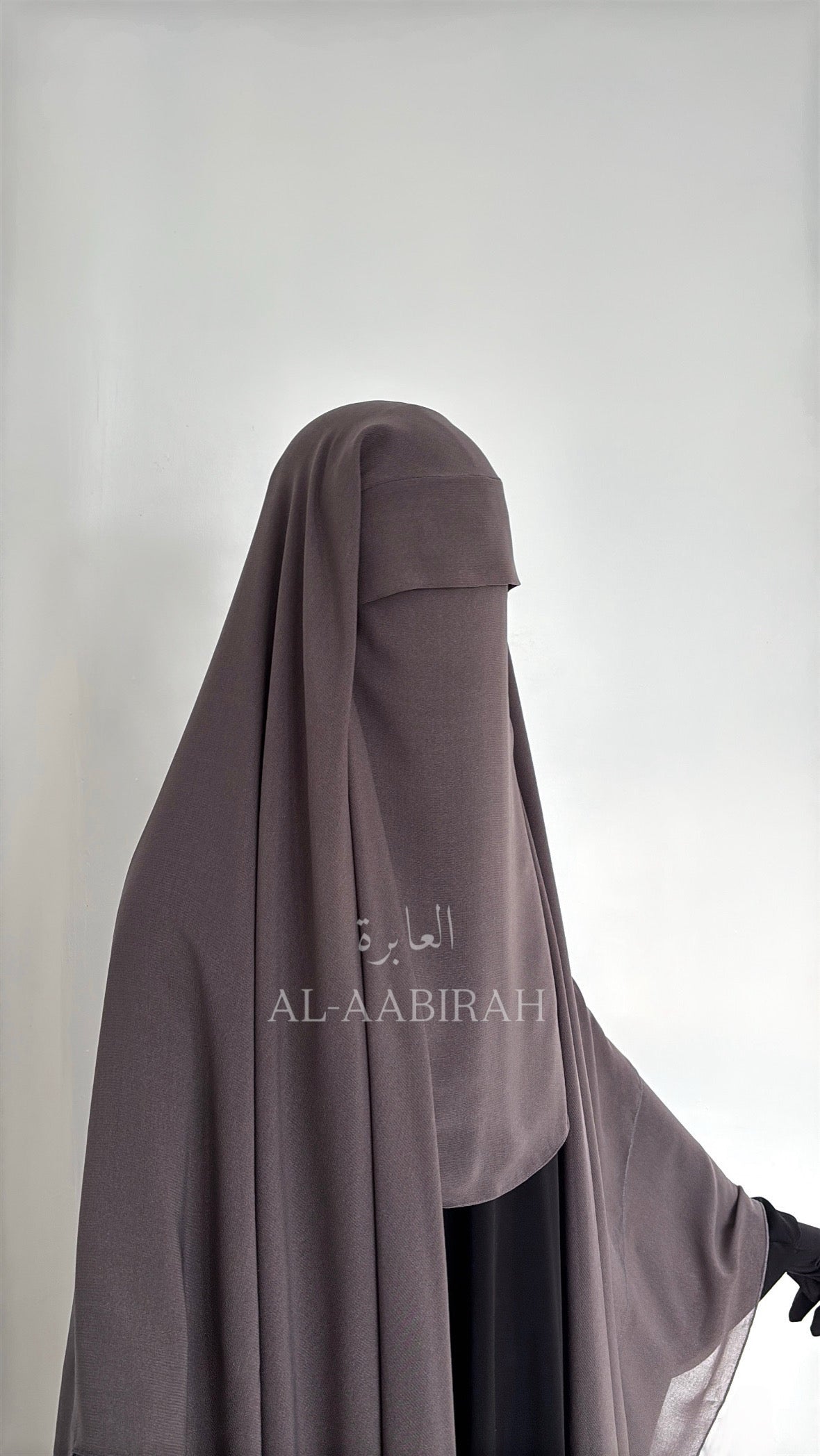 Three Layer Nose string Flap Niqab- Dark Grey