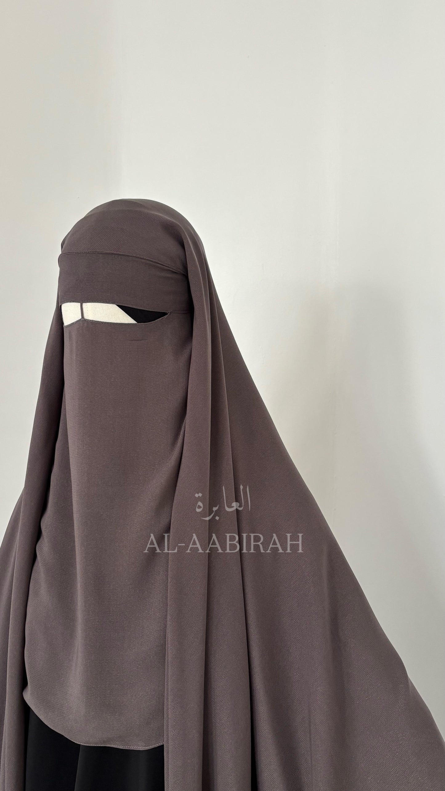 Three Layer Nose string Flap Niqab- Dark Grey