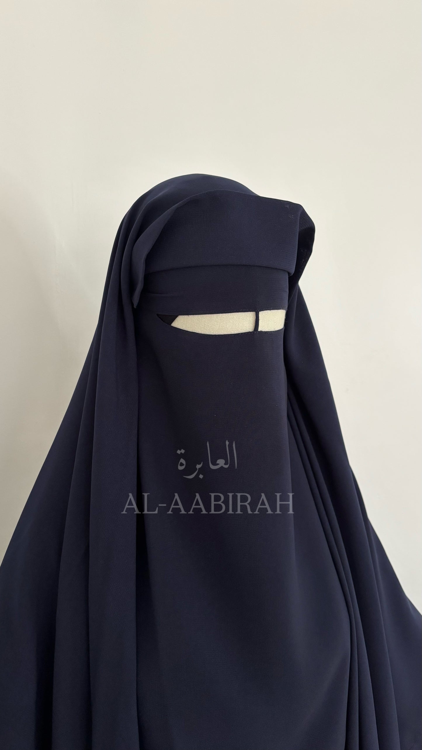 Three Layer Nose string Flap Niqab- Navy Blue