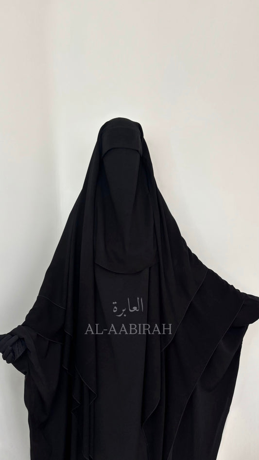 Three Layer Nose string Flap Niqab- Black