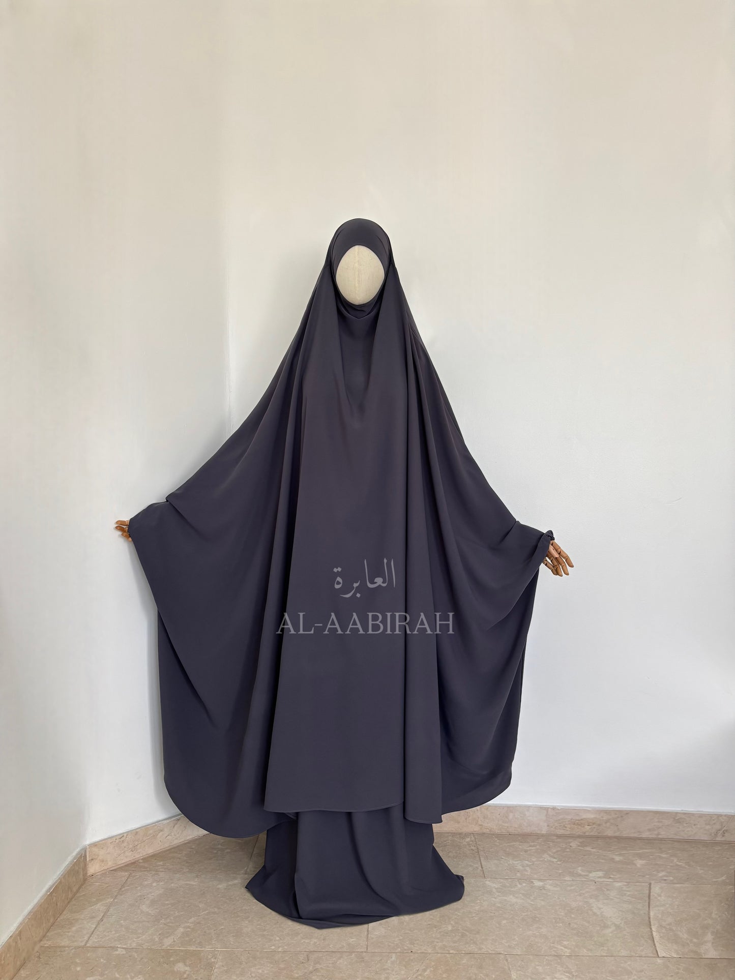 2pc Butterfly Jilbab Set- Grey