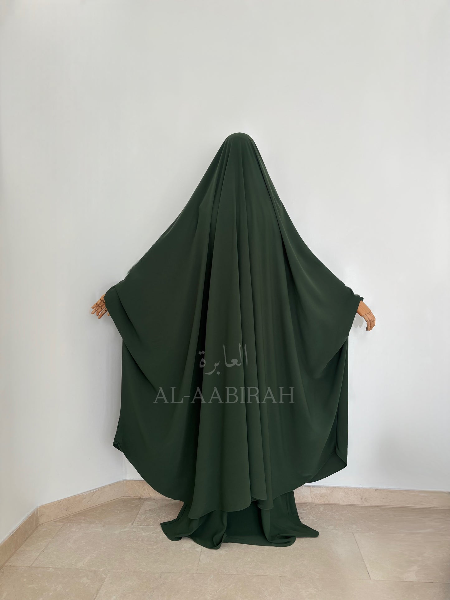 2pc Butterfly Jilbab Set- Dark Green